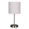 15" Silver Metal Table Lamp with White Fabric Shade by Ashland®